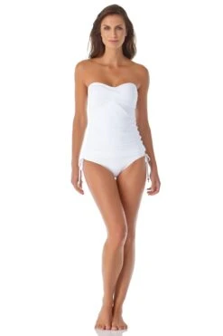 Women's Live In Color Twist Front Bandeaukini Swim Top(Anne Cole Twist Front Bandeaukini Swim Top 1) -ANNE COLE Shop 21MT25001 21MB30001 WHT 2749 ccexpress
