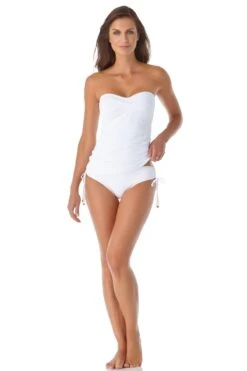 Women's Live In Color Twist Front Bandeaukini Swim Top(Anne Cole Twist Front Bandeaukini Swim Top 1) -ANNE COLE Shop 21MT25001 21MB30001 WHT 2755 ccexpress