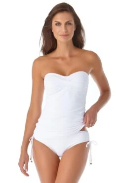 Women's Live In Color Twist Front Bandeaukini Swim Top(Anne Cole Twist Front Bandeaukini Swim Top 1) -ANNE COLE Shop 21MT25001 21MB30001 WHT 2755 ccexpresscopy