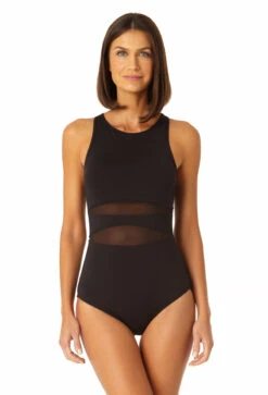 Anne Cole - Women's Mesh High Neck One Piece Swimsuit(Anne Cole Womens Mesh High Neck One Piece Swimsuit)