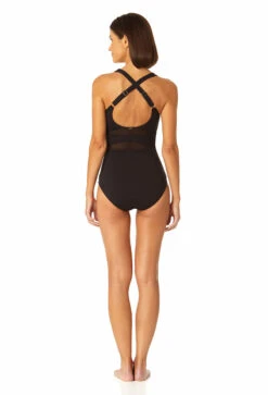 Anne Cole - Women's Mesh High Neck One Piece Swimsuit(Anne Cole Womens Mesh High Neck One Piece Swimsuit) -ANNE COLE Shop 23MO03601 BLK 1031