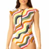 Anne Cole - Women's Flutter Sleeve Zip Up Rash Guard One Piece Swimsuit(Anne Cole Womens Flutter Sleeve Zip Up Rash Guard One Piece Swimsuit 5) -ANNE COLE Shop 23MO07922 MULT 488 2