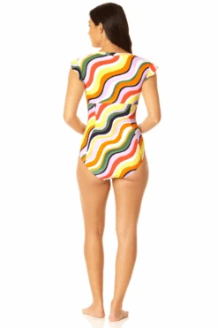 Anne Cole - Women's Flutter Sleeve Zip Up Rash Guard One Piece Swimsuit(Anne Cole Womens Flutter Sleeve Zip Up Rash Guard One Piece Swimsuit 5) -ANNE COLE Shop 23MO07922 MULT 488 4