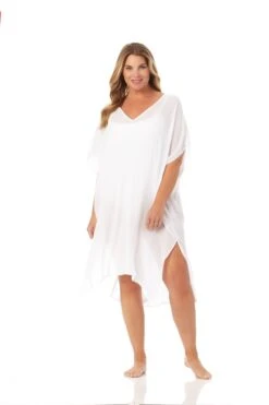 Women's Plus Size Live In Color Easy Tunic Swimsuit Cover Up(Womens Plus Size Live In Color Easy Tunic Swimsuit Cover Up) -ANNE COLE Shop 23PC54101 WHT 975