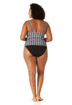Anne Cole Plus - Women's Twist Front Bandeaukini Swim Top(Anne Cole Plus Womens Twist Front Bandeaukini Swim Top) -ANNE COLE Shop 23PT25083 BKWH MYMB36001 BLK 2143
