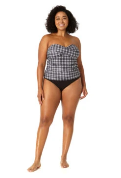 Anne Cole Plus - Women's Twist Front Bandeaukini Swim Top(Anne Cole Plus Womens Twist Front Bandeaukini Swim Top) -ANNE COLE Shop 23PT25083 BKWH MYMB36001 BLK 2162