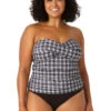 Anne Cole Plus - Women's Twist Front Bandeaukini Swim Top(Anne Cole Plus Womens Twist Front Bandeaukini Swim Top) 1 Anne Cole Plus - Women's Twist Front Bandeaukini Swim Top(Anne Cole Plus Womens Twist Front Bandeaukini Swim Top) -ANNE COLE Shop 23PT25083 BKWH MYMB36001 BLK 2162 FRONT
