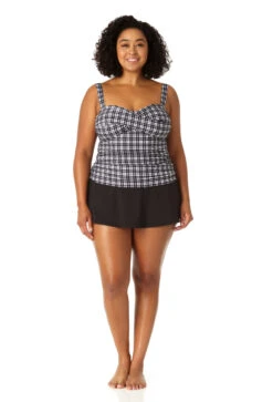 Anne Cole Plus - Women's Twist Front Bandeaukini Swim Top(Anne Cole Plus Womens Twist Front Bandeaukini Swim Top) -ANNE COLE Shop 23PT25083 BKWH MYMB41401 BLK 2168