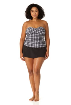 Anne Cole Plus - Women's Twist Front Bandeaukini Swim Top(Anne Cole Plus Womens Twist Front Bandeaukini Swim Top) -ANNE COLE Shop 23PT25083 BKWH MYMB41401 BLK 2186