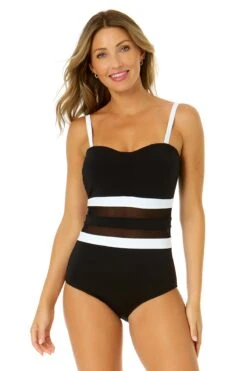 Women's Mesh Around Mesh Strapless One Piece(Womens Mesh Around Mesh Strapless One Piece) 17 Women's Mesh Around Mesh Strapless One Piece(Womens Mesh Around Mesh Strapless One Piece) -ANNE COLE Shop 24MO05001 BLK 1356 1