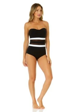 Women's Mesh Around Mesh Strapless One Piece(Womens Mesh Around Mesh Strapless One Piece) 14 Women's Mesh Around Mesh Strapless One Piece(Womens Mesh Around Mesh Strapless One Piece) -ANNE COLE Shop 24MO05001 BLK 1388
