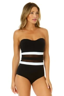 Women's Mesh Around Mesh Strapless One Piece(Womens Mesh Around Mesh Strapless One Piece) 18 Women's Mesh Around Mesh Strapless One Piece(Womens Mesh Around Mesh Strapless One Piece) -ANNE COLE Shop 24MO05001 BLK 1388 1