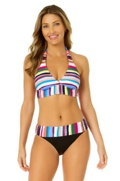 Women's Easy Breezy Stripe Halter Bikini Top(Womens Easy Breezy Stripe Halter Bikini Top) 16 Women's Easy Breezy Stripe Halter Bikini Top(Womens Easy Breezy Stripe Halter Bikini Top) -ANNE COLE Shop 24MT12264 MULT 24MB30264 MULT 712 1