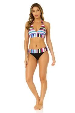 Women's Easy Breezy Stripe Halter Bikini Top(Womens Easy Breezy Stripe Halter Bikini Top) 14 Women's Easy Breezy Stripe Halter Bikini Top(Womens Easy Breezy Stripe Halter Bikini Top) -ANNE COLE Shop 24MT12264 MULT 24MB30264 MULT 726