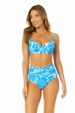 Women's Midnight Floral Shirred Underwire Bikini Top(Womens Midnight Floral Shirred Underwire Bikini Top) -ANNE COLE Shop 24MT14154 BLWH 24MB38854 BLWH 1529 3