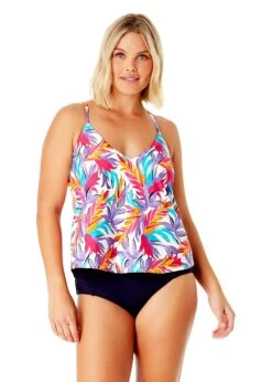 Women's Dance Floor Palm Easy Triangle Tankini Swim Top(Womens Dance Floor Palm Easy Triangle Tankini Swim Top)