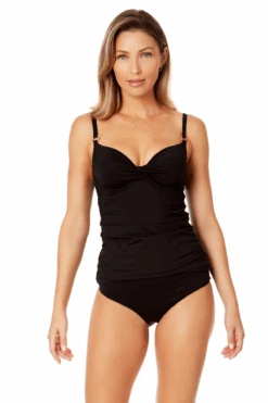 Women's Live In Color Surplice Underwire Tankini Swim Top(Womens Live In Color Surplice Underwire Tankini Swim Top) -ANNE COLE Shop 24MT23301 BLK MYMB36001 BLK 325 4