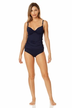 Women's Live In Color Surplice Underwire Tankini Swim Top(Womens Live In Color Surplice Underwire Tankini Swim Top) -ANNE COLE Shop 24MT25401 NAVY MYMB36001 NAVY 2537 5