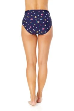 Women's Gradient Floral Fold Over High Waist Shirred Bikini Swim Bottoms(Womens Gradient Floral Fold Over High Waist Shirred Bikini Swim Bottoms) -ANNE COLE Shop 25MB36024 MULT 1406