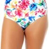Women's Watercolor Paisley Fold Over High Waist Shirred Bikini Swim Bottoms(Womens Watercolor Paisley Fold Over High Waist Shirred Bikini Swim Bottoms) -ANNE COLE Shop 25MB36070 MULT 1960 FRONT