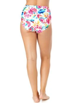 Women's Watercolor Paisley Fold Over High Waist Shirred Bikini Swim Bottoms(Womens Watercolor Paisley Fold Over High Waist Shirred Bikini Swim Bottoms) -ANNE COLE Shop 25MB36070 MULT 1965