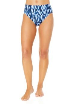 Women's Tie Dye Ikat Soft Band High Waist Swim Bottom(Womens Tie Dye Ikat Soft Band High Waist Swim Bottom) 8 Women's Tie Dye Ikat Soft Band High Waist Swim Bottom(Womens Tie Dye Ikat Soft Band High Waist Swim Bottom) -ANNE COLE Shop 25MB37468 BLWH 1149