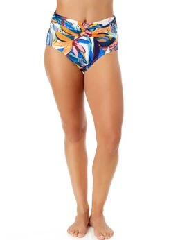 Women's Riviera Floral Shirred Waistband Bikini Swim Bottom(Womens Riviera Floral Shirred Waistband Bikini Swim Bottom) -ANNE COLE Shop 25MB38815 MULT 955