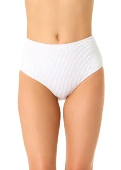Women's Live In Color Textured High Waist Swim Bottom(Womens Live In Color Textured High Waist Swim Bottom 2) -ANNE COLE Shop 25MB39101 WHITE 573 FRONT