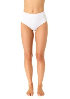 Women's Live In Color Textured High Waist Swim Bottom(Womens Live In Color Textured High Waist Swim Bottom 2) -ANNE COLE Shop 25MB39101 WHITE 578