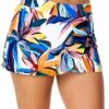Women's Riviera Floral Drape Front Mid Rise Swim Skirt Bottom(Womens Riviera Floral Drape Front Mid Rise Swim Skirt Bottom) -ANNE COLE Shop 25MB41615 MULT 397 FRONT