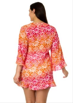 Women's Plus Tie Dye Foulard Flounce V Neck Tunic Swimsuit Cover Up(Womens Plus Tie Dye Foulard Flounce V Neck Tunic Swimsuit Cover Up) 7 Women's Plus Tie Dye Foulard Flounce V Neck Tunic Swimsuit Cover Up(Womens Plus Tie Dye Foulard Flounce V Neck Tunic Swimsuit Cover Up) -ANNE COLE Shop 25MC51010 MULTI 0472