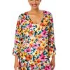 Women's Gradient Floral Flounce V Neck Tunic Swimsuit Cover Up(Womens Gradient Floral Flounce V Neck Tunic Swimsuit Cover Up) -ANNE COLE Shop 25MC51013 MULT 215 FRONT