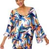 Women's Riviera Floral Flounce V Neck Tunic Swimsuit Cover Up(Womens Riviera Floral Flounce V Neck Tunic Swimsuit Cover Up) 1 Women's Riviera Floral Flounce V Neck Tunic Swimsuit Cover Up(Womens Riviera Floral Flounce V Neck Tunic Swimsuit Cover Up) -ANNE COLE Shop 25MC51015 MULT 096 FRONT
