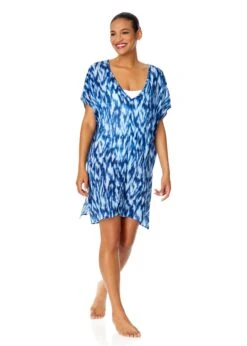 Women's Tie Dye Ikat Easy Tunic Swimsuit Cover Up(Womens Tie Dye Ikat Easy Tunic Swimsuit Cover Up) 11 Women's Tie Dye Ikat Easy Tunic Swimsuit Cover Up(Womens Tie Dye Ikat Easy Tunic Swimsuit Cover Up) -ANNE COLE Shop 25MC54168 BLPR 122