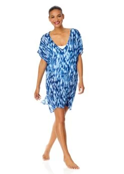 Women's Tie Dye Ikat Easy Tunic Swimsuit Cover Up(Womens Tie Dye Ikat Easy Tunic Swimsuit Cover Up) 12 Women's Tie Dye Ikat Easy Tunic Swimsuit Cover Up(Womens Tie Dye Ikat Easy Tunic Swimsuit Cover Up) -ANNE COLE Shop 25MC54168 BLPR 129