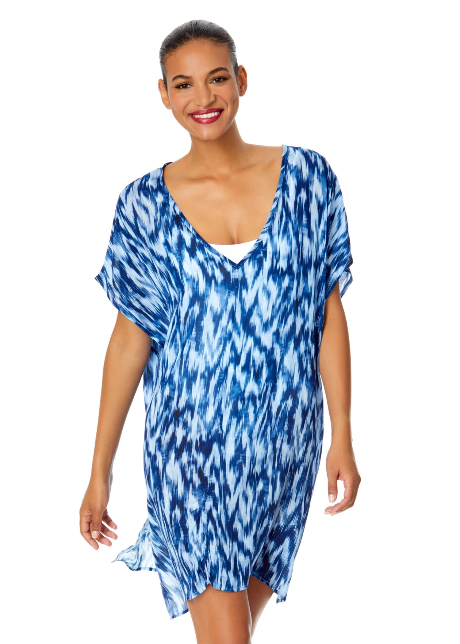 Women's Tie Dye Ikat Easy Tunic Swimsuit Cover Up(Womens Tie Dye Ikat Easy Tunic Swimsuit Cover Up) 4 Women's Tie Dye Ikat Easy Tunic Swimsuit Cover Up(Womens Tie Dye Ikat Easy Tunic Swimsuit Cover Up) - Image 2