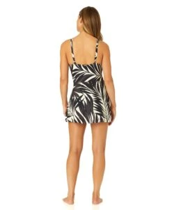 Women's Palm Chic Surplice Twist Skirted Swimdress(Womens Palm Chic Surplice Twist Skirted Swimdress) -ANNE COLE Shop 25MD61845 BKWH 1183
