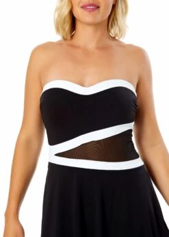 Women's Mesh Around Paneled Strapless Mesh Swim Dress(Womens Mesh Around Paneled Strapless Mesh Swim Dress) -ANNE COLE Shop 25MD61901 BLK 2307