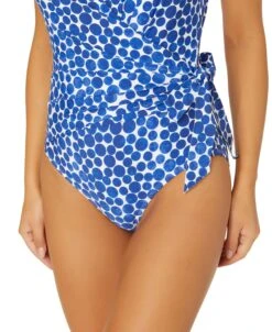 Women's Denim Dot Wrap Tie One Piece Swimsuit(Womens Denim Dot Wrap Tie One Piece Swimsuit) -ANNE COLE Shop 25MO00312 DEPR 1075