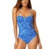 Women's Denim Dot Twist Front Shirred One Piece Swimsuit(Womens Denim Dot Twist Front Shirred One Piece Swimsuit) 1 Women's Denim Dot Twist Front Shirred One Piece Swimsuit(Womens Denim Dot Twist Front Shirred One Piece Swimsuit) -ANNE COLE Shop 25MO00512 DEPR 443