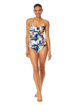 Women's Riviera Floral Twist Front Shirred One Piece Swimsuit(Womens Riviera Floral Twist Front Shirred One Piece Swimsuit) -ANNE COLE Shop 25MO00515 MULT540