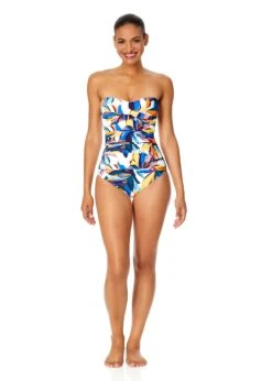 Women's Riviera Floral Twist Front Shirred One Piece Swimsuit(Womens Riviera Floral Twist Front Shirred One Piece Swimsuit) -ANNE COLE Shop 25MO00515 MULT566