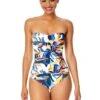 Women's Riviera Floral Twist Front Shirred One Piece Swimsuit(Womens Riviera Floral Twist Front Shirred One Piece Swimsuit) -ANNE COLE Shop 25MO00515 MULT566 FRONT