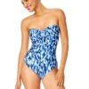 Women's Tie Dye Ikat Twist Front Shirred One Piece Swimsuit(Womens Tie Dye Ikat Twist Front Shirred One Piece Swimsuit) -ANNE COLE Shop 25MO00568 BLWH 1900 FRONT