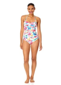Women's Watercolor Paisley Twist Front Shirred One Piece Swimsuit(Womens Watercolor Paisley Twist Front Shirred One Piece Swimsuit) -ANNE COLE Shop 25MO00570 MULT 1627