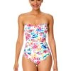 Women's Watercolor Paisley Twist Front Shirred One Piece Swimsuit(Womens Watercolor Paisley Twist Front Shirred One Piece Swimsuit) 2 Women's Watercolor Paisley Twist Front Shirred One Piece Swimsuit(Womens Watercolor Paisley Twist Front Shirred One Piece Swimsuit) -ANNE COLE Shop 25MO00570 MULT 1649 FRONT