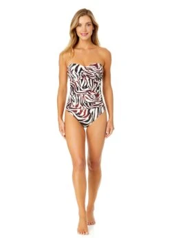 Women's Tiger Dance Twist Front Shirred One Piece Swimsuit(Womens Tiger Dance Twist Front Shirred One Piece Swimsuit) 10 Women's Tiger Dance Twist Front Shirred One Piece Swimsuit(Womens Tiger Dance Twist Front Shirred One Piece Swimsuit) -ANNE COLE Shop 25MO00593 MULT 1727