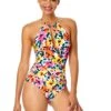 Women's Gradient Floral High Neck With Ruffled Straps One Piece Swimsuit(Womens Gradient Floral High Neck With Ruffled Straps One Piece Swimsuit) -ANNE COLE Shop 25MO06413 MULT 246 FRONT