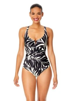 Women's Palm Chic V-Wire One Piece Swimsuit(Womens Palm Chic V Wire One Piece Swimsuit)