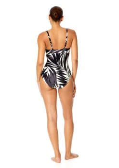 Women's Palm Chic V-Wire One Piece Swimsuit(Womens Palm Chic V Wire One Piece Swimsuit) -ANNE COLE Shop 25MO07045 BKWH 2502